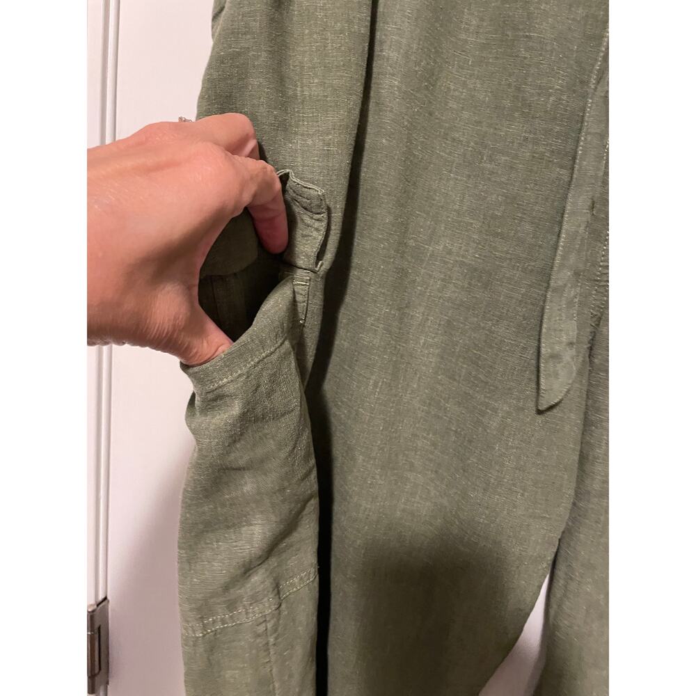 Aerie Lightweight Cargo Linen Joggers Green Elastic Waist Pockets Drawstring XL - Picture 4 of 7